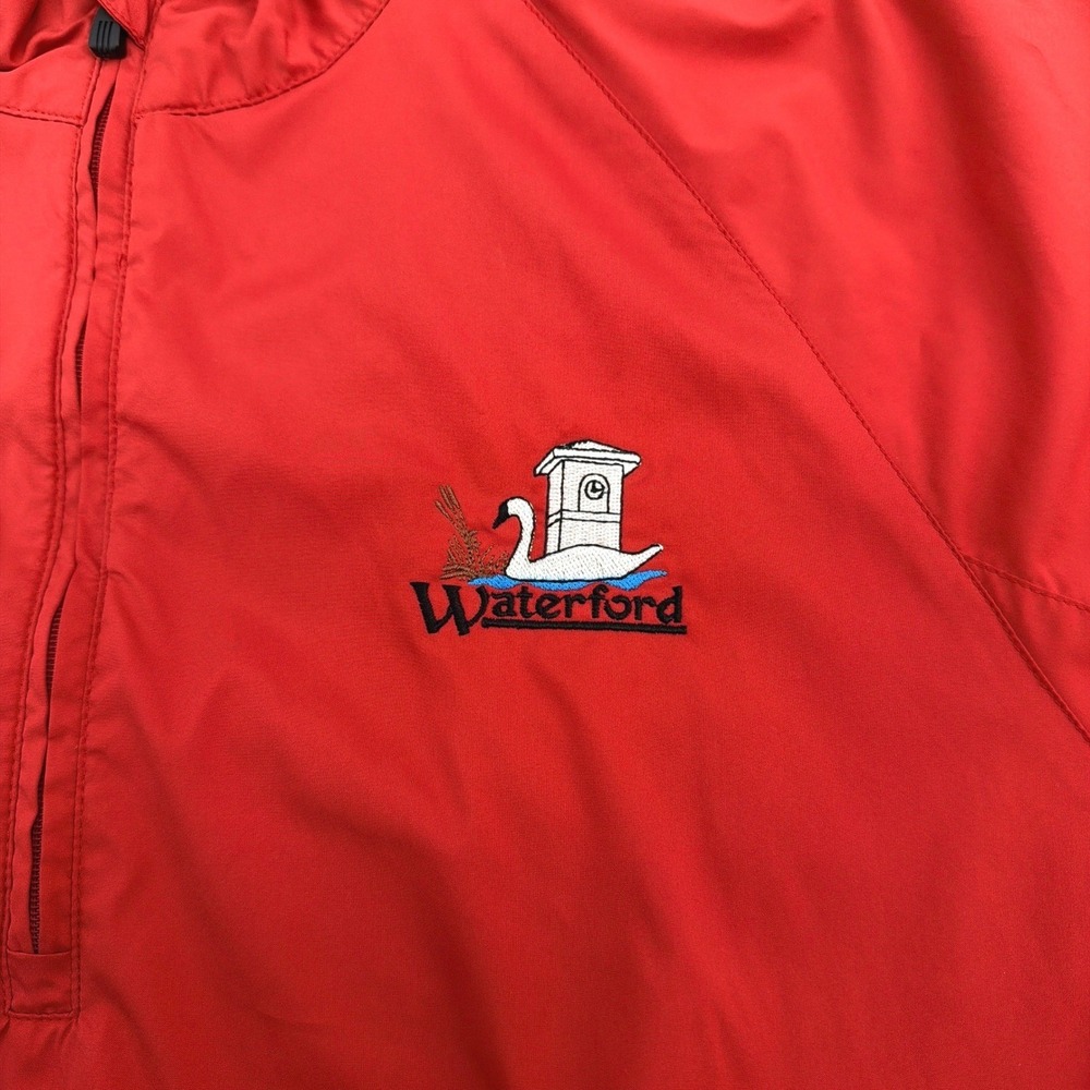 Adidas Golf Windshirt Jacket Mens XL Red 1/4 Zip Pockets Short Sleeve Waterford - Picture 3 of 13